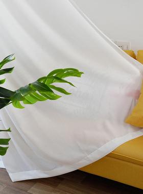 素纱帘白色色落帘棉麻窗纱卧室SAY客厅北欧地飘窗成品窗遮光帘