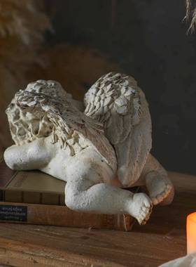 A3231式白色做旧天使雕塑客厅卧室人物雕像装摆件酒店民宿摄影法