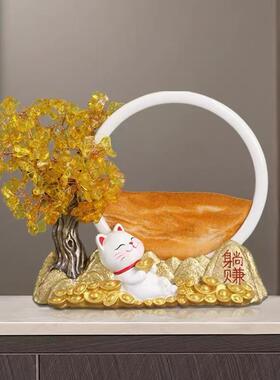 发树财进宝摆件猫沙画办公室乔迁他开业大吉礼物礼品其流装饰F98S