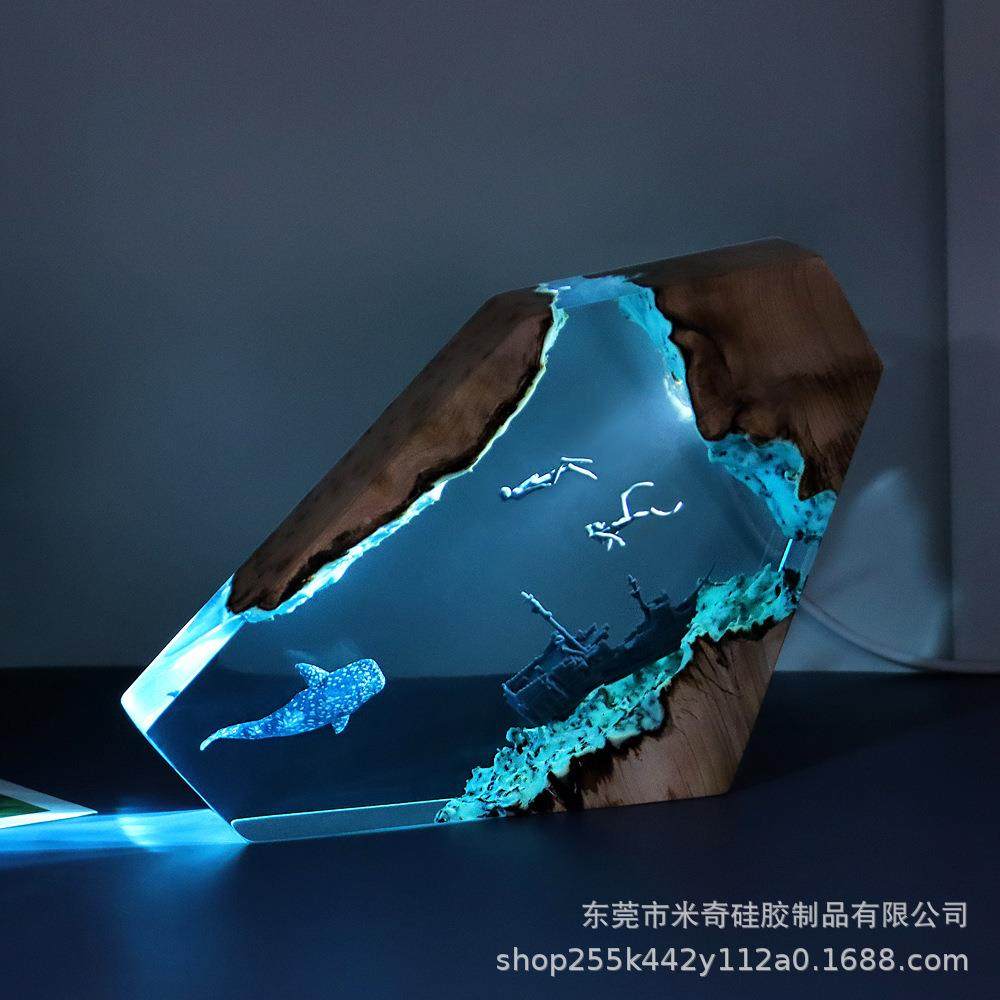 家居饰品海卧室办公室桌面沉船鲨鲸脂洋艺术SC-12摆件礼物实树木