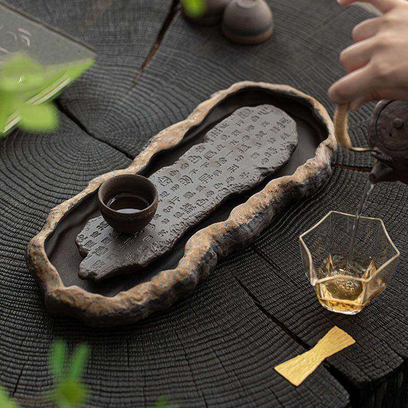 德中陶瓷茶盘式储水式tssc0007化心经干泡功盘复古禅意壶承夫茶具