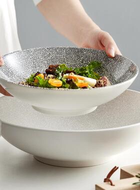 感菜盘子盘家用汤盘圆盘日式餐酒店餐具沙拉黑西餐盘耐深热甜TXP