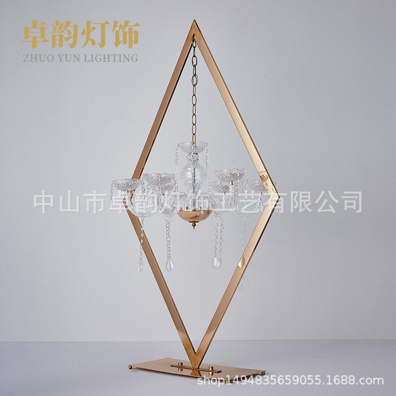 严选婚庆道具菱形水晶吊饰烛台婚礼主桌台布置橱窗舞台烛台摆件