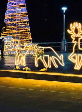 户外LED防铁24382艺发光造型鹿仿动造型梅花鹿物水节日亮真化装饰