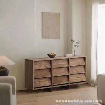 老榆木诧风斗柜实木餐柜41128靠墙边柜边民风化宿玄关老门板收纳