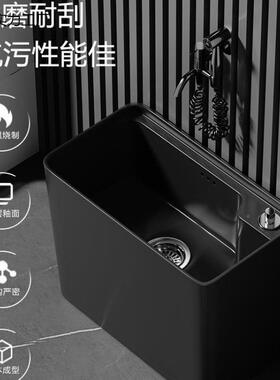 黑色陶瓷拖XVJ把阳台薄用新款窄长洗拖池把池家盆落地式超拖