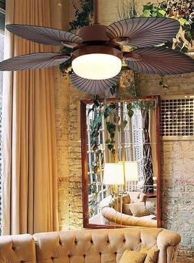 芭蕉叶餐厅扇风扇灯工业吊灯客48348厅灯扇家灯可调光智能无极电