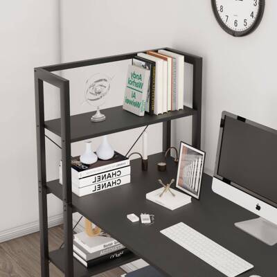 铁艺书11416桌书架一体组合家靠用公写字桌墙书台办式电脑桌卧室