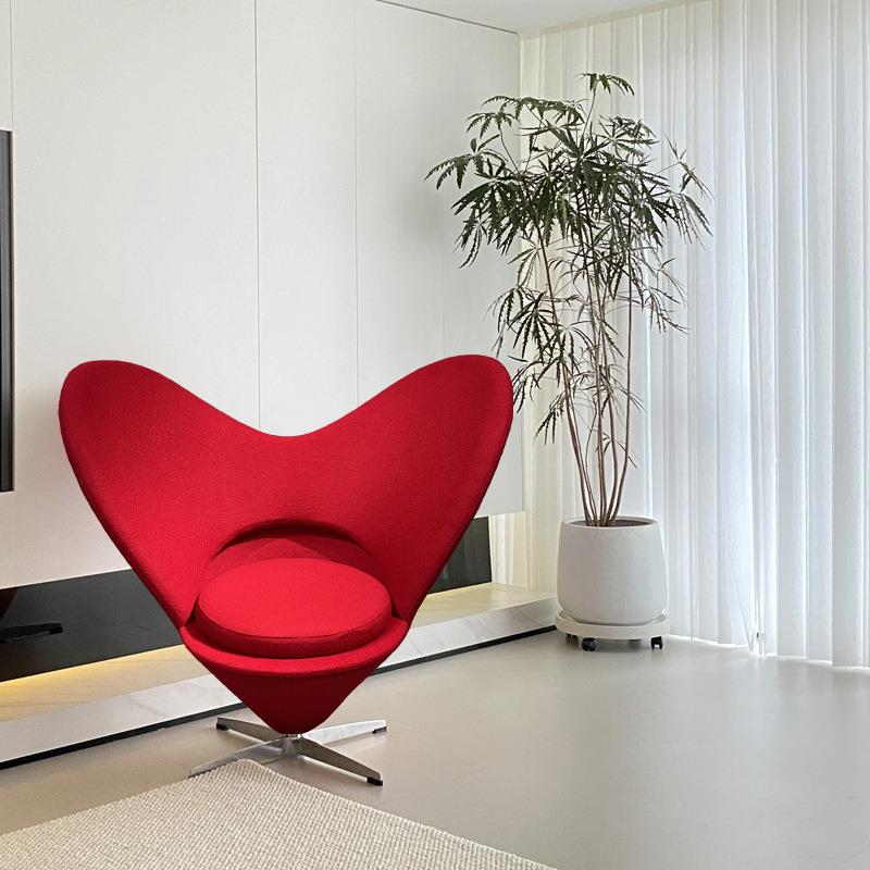 爱心旋客转奢人椅轻创意设计师红单色椅子休闲沙发无品牌/躺椅厅