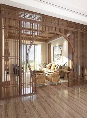 铝合厅金屏风隔断酒店装饰展艺术屏风隔IIX断空式中格栅镂雕花