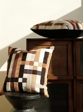 RI0TMILA米拉森林复古咖色立体抱枕轻奢民宿客棕沙发F775HT76靠绣