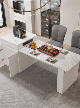 意式极简实木岩板FNO岛餐桌体现一简约家用小户型轻奢多代功能台