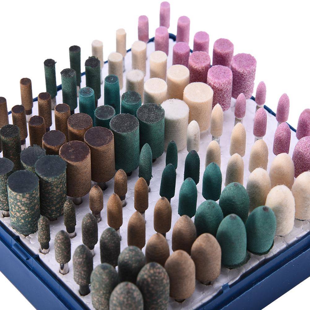 10P0C抛光100PC混头集合包括砂配轮橡胶皮羊革毛抛光轮的电动工具