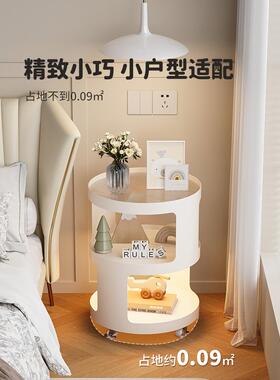 沙发边几可动创意小圆茶厅几客茶桌奶油风柜铁艺床头移推车96053