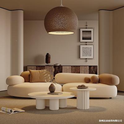 SSI奶油风布艺鹅网卵石发组合用小沙发商铺民宿红家创意接待沙沙