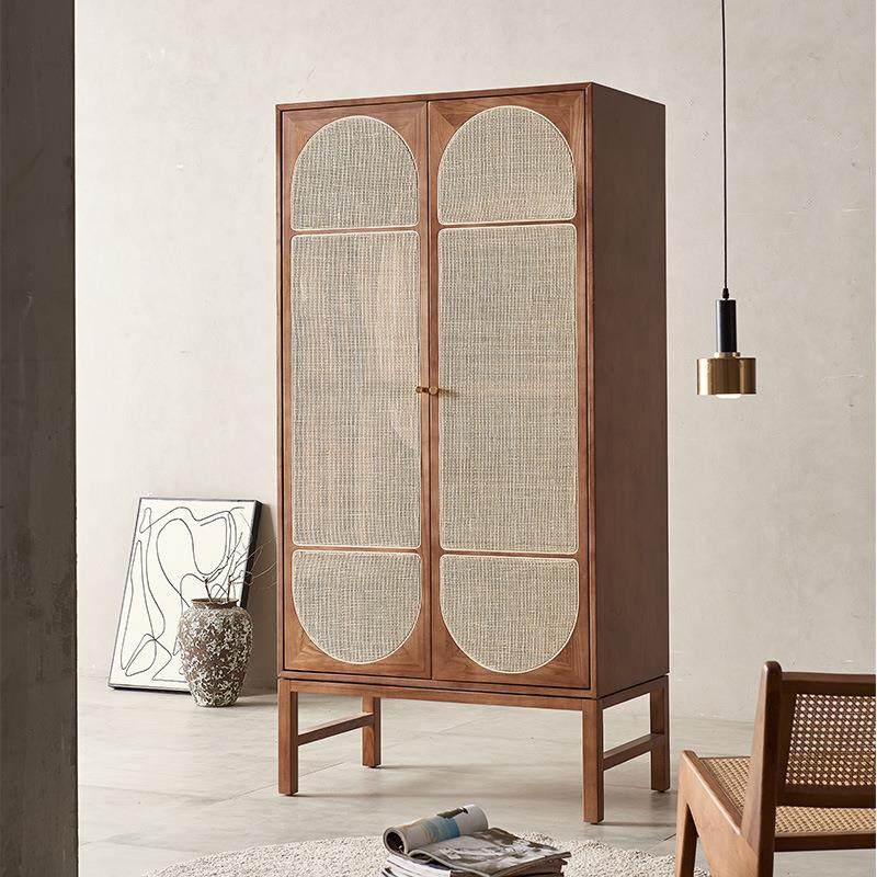 北欧实木藤编衣柜收纳储物柜橱柜民宿卧室双门衣帽柜全实木小户型,农用物资,其他肥料,淘宝优惠券,粉丝福利购,淘宝优惠卷