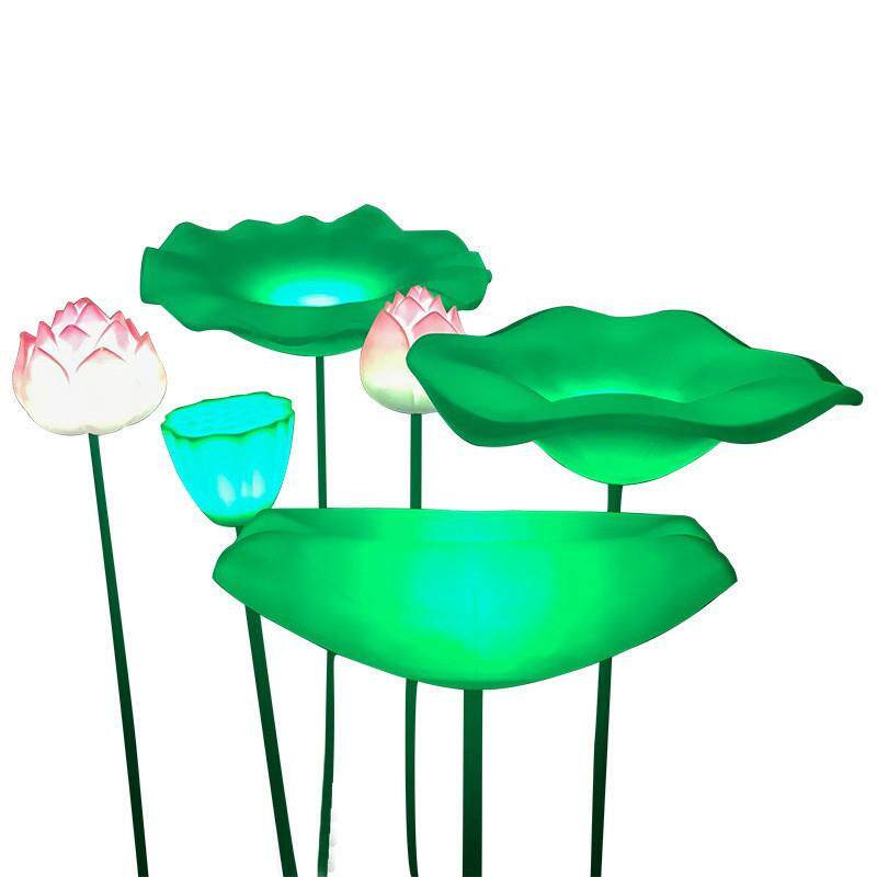 led水池防水荷花造景灯池塘景观装饰植物发光景色小灯