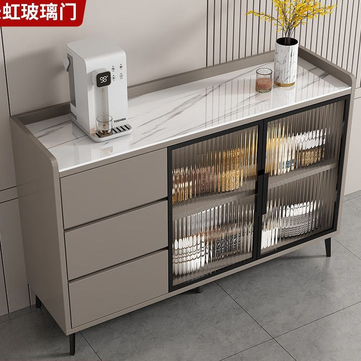 纯实木岩板餐边柜客厅现代简约厨房橱柜置物储物柜绢花通用其他