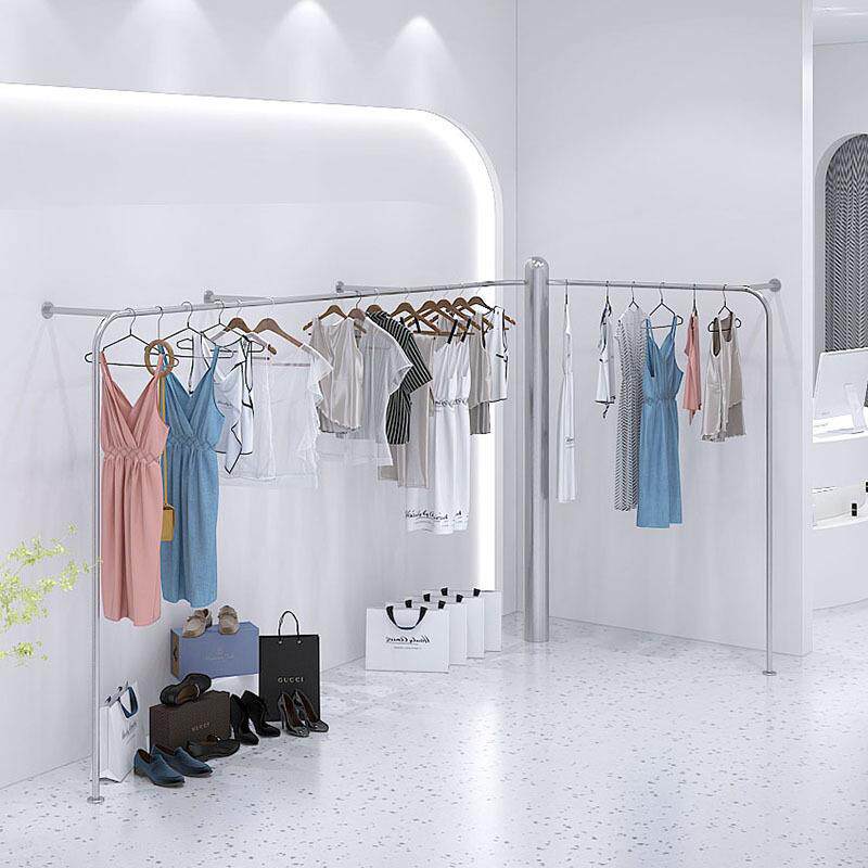 服装店不锈钢展示架网红店挂衣架上墙壁挂式简约服装架陈列架