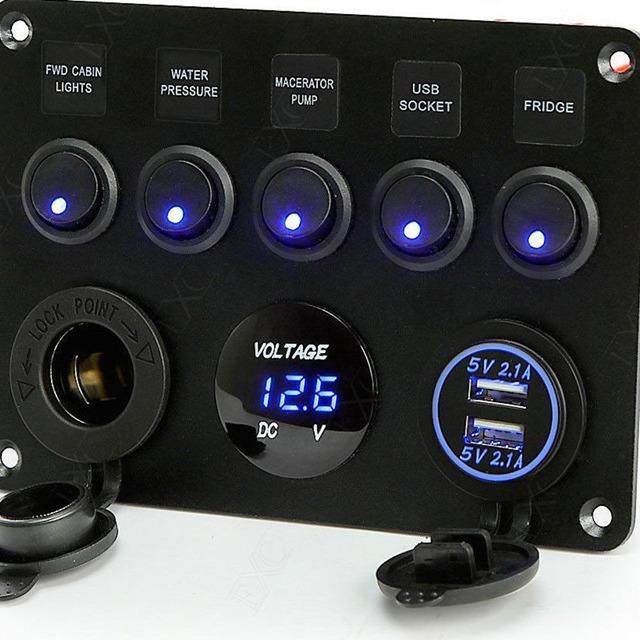 房车组合面板带蓝灯汽车轮船游艇组合面板加USB和点烟器,农用物资,其他肥料,淘宝优惠券,粉丝福利购,淘宝优惠卷