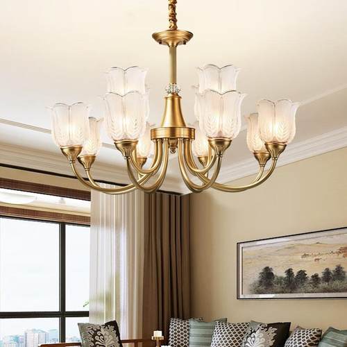 美67式吊灯客厅灯铜复古水晶欧奢式卧室餐厅灯主卧楼梯法式轻全吊