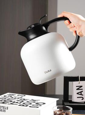 鲁卡304不锈保斯温瓶热水壶暖SHA壶茶真焖空保温钢壶超大高保温