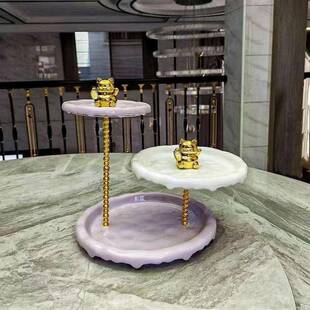 欧式 摆下午茶点托盘多功心能陶瓷水果盘甜台AXE件蛋糕盘三品层蛋