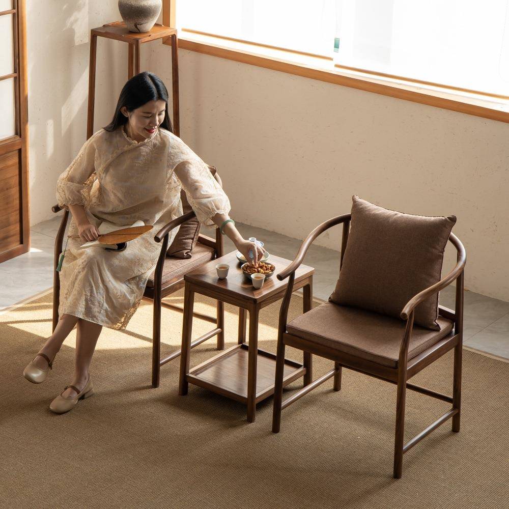 新式黑中胡桃木实木椅三件246套围椅圈太椅官帽椅茶椅主师人客椅