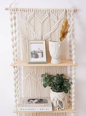 M板c9498rame西米亚挂毯波手工a编织挂毯置物架棉绳墙上搁板客厅