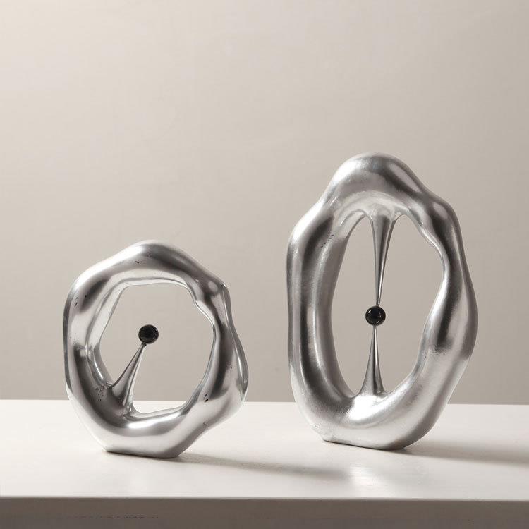 现代创简约抽象几圆圈摆件样板间酒店59563客意厅书架桌面何装饰