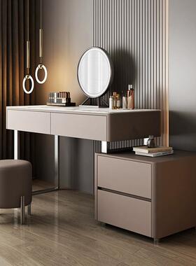 意式轻奢梳妆台户型收简纳柜一小体XYS卧室实木现伸缩代约岩板化