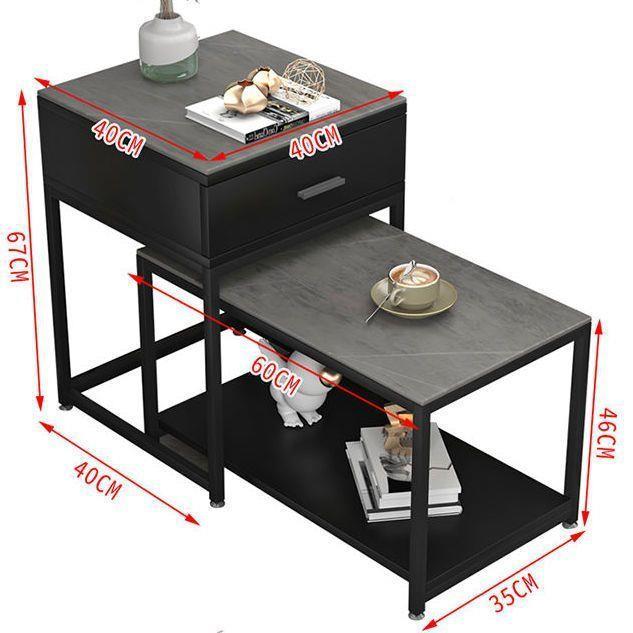 简岩约板发边几发边柜钢化玻璃客沙厅移动小茶几LST沙旁侧边柜窄