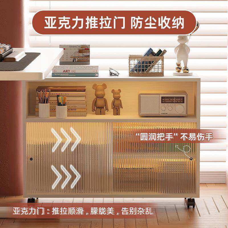 桌旁小书架生22465桌下置物书架收纳柜移动带轮柜子学简易储可物