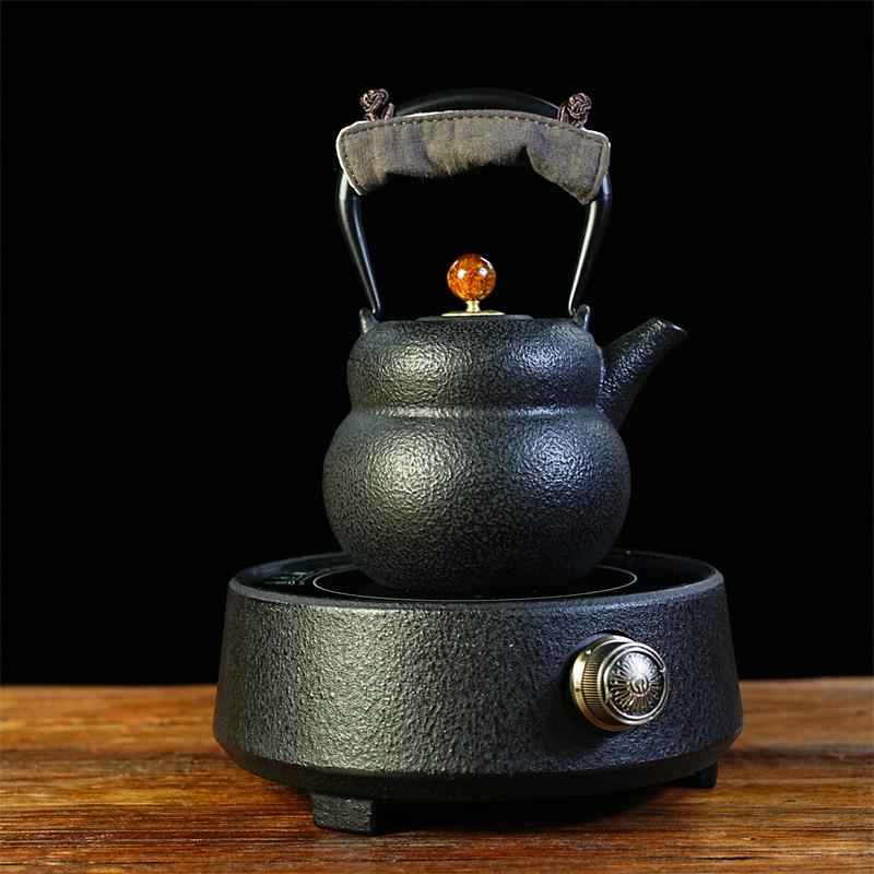 葫形福素烧水泡禄茶简约雅铸铁壶茶电陶炉煮茶炉套芦装新中2A赤木