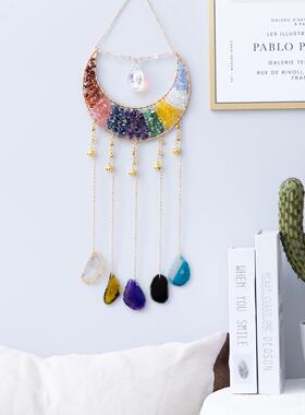 七彩石紫晶粉原矿铜丝七彩水YBQ晶碎石命生树手工水晶工艺品挂件