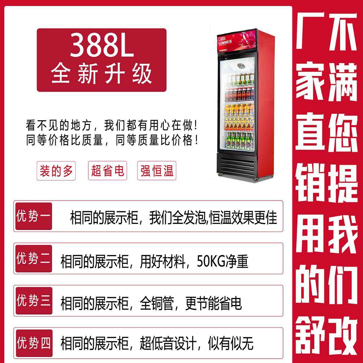 双门立式饭店保鲜柜用饮料酒超市啤饮料柜单冷展示柜冰柜冰599商