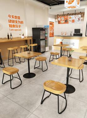 现简代约小吃甜品店商用餐IIX桌椅组合原木实风日料店馆餐厅木桌