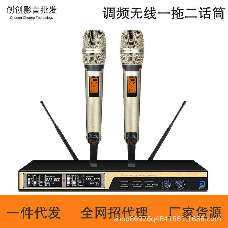 晚会演出话筒双通道u段一拖二无线麦克风K歌专业型家用课室活动