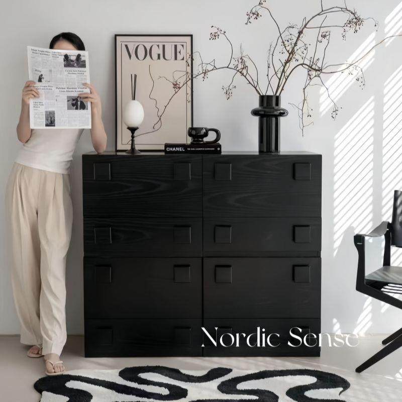 中古风斗柜小户型客厅家用复古组合置物实木五斗抽屉收纳卡门柜