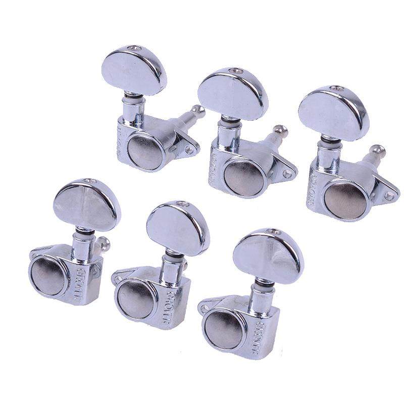 民谣吉他桃圆形弦钮全封闭电吉他琴弦钮扭弦准旋钮上弦器直角银色