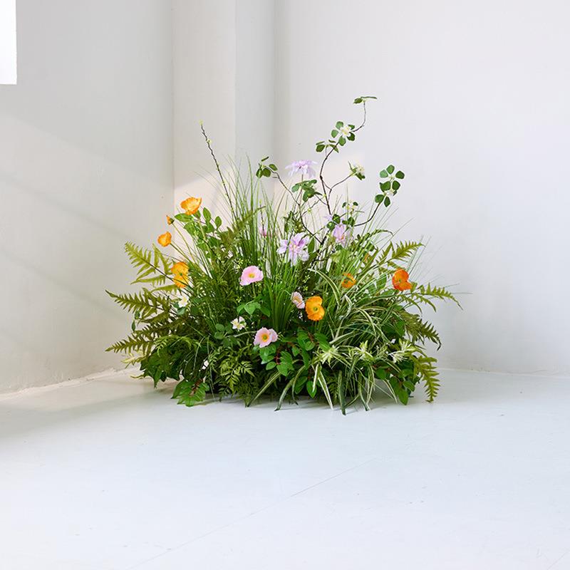 仿真网花植造景红TBy2TGfL直播大型绿假植装饰室内软物装景观橱窗