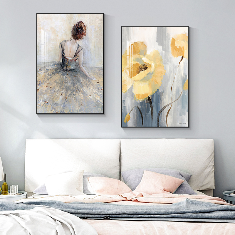 现代简约卧室床头装饰画轻奢高级感艺术人物壁画北欧房.间主卧挂