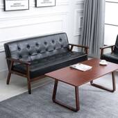 简易实木简约三人咖啡厅单皮艺发客厅沙双人小人户发型直销直FEU