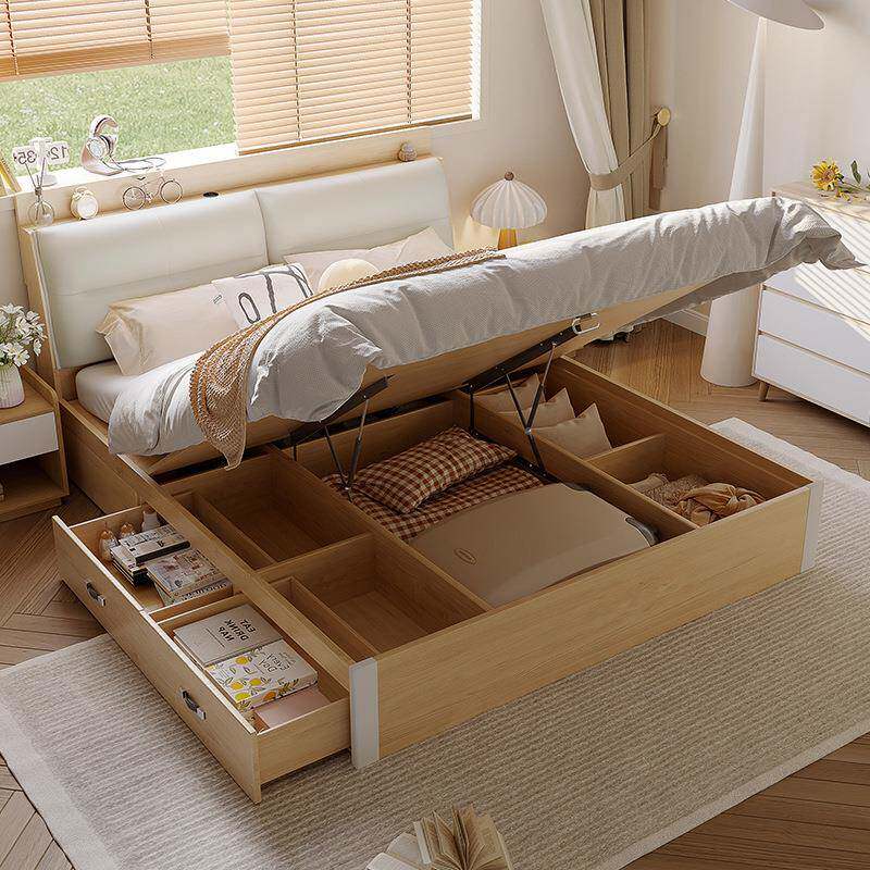 约木月人床家用M2C15主卧收纳床简原木色卧室床板式气压储物双高