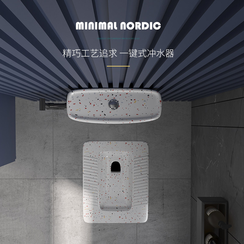 蹲便器蹲坑式水箱整套家t用陶瓷水磨石大便器酒店民宿卫生间蹲厕