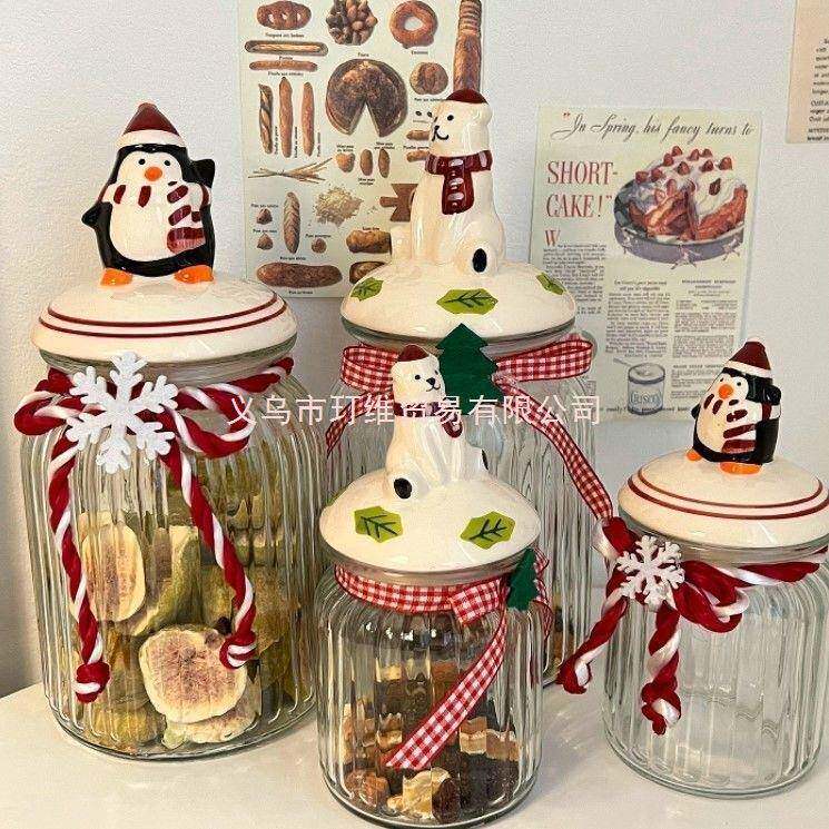 圣诞节厨干房in玻璃密封罐大号576糖果储物收罐饼干果玻璃纳家s用