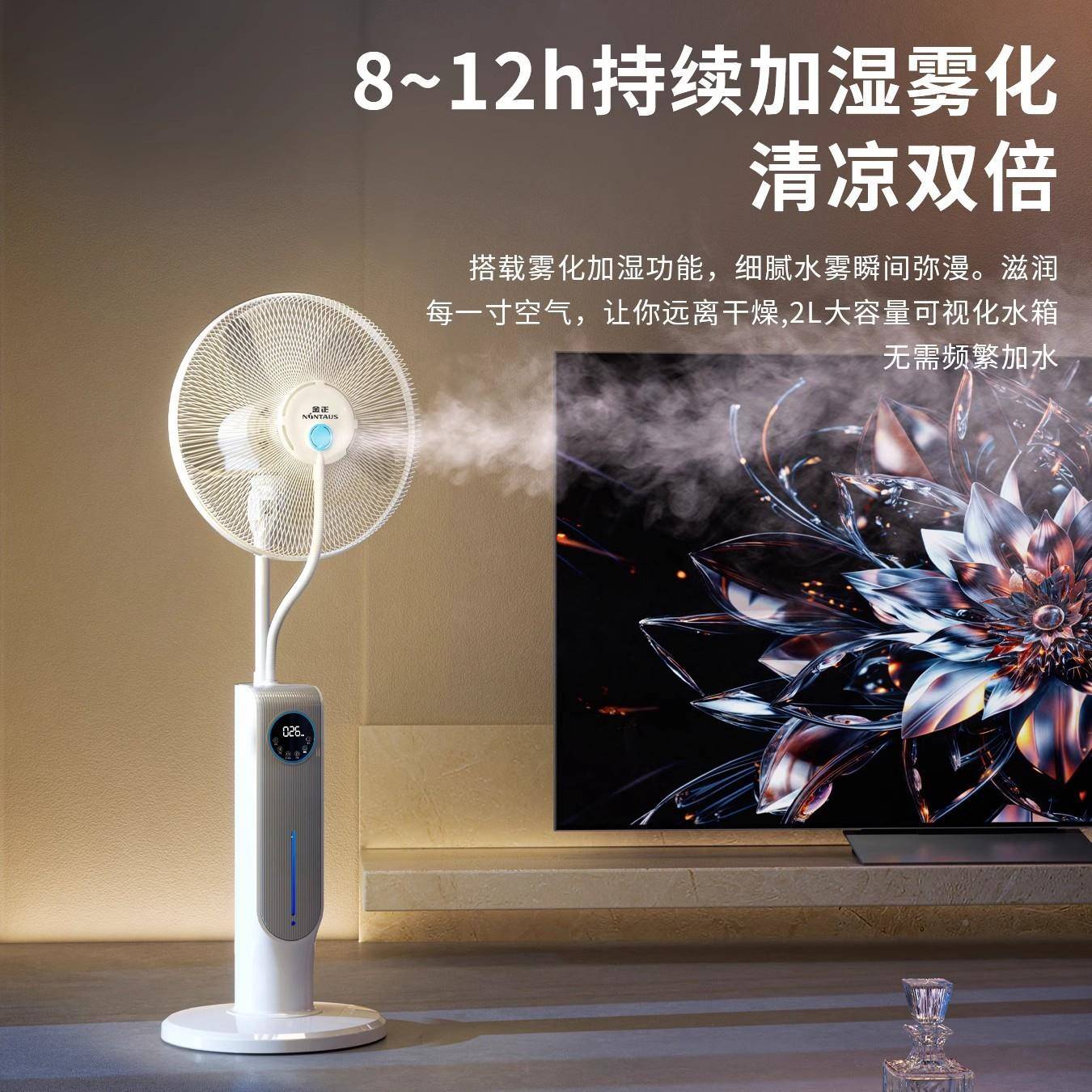 正新款雾化电落风扇超静音风家用FS06A1卧室静音空气循环金地扇台