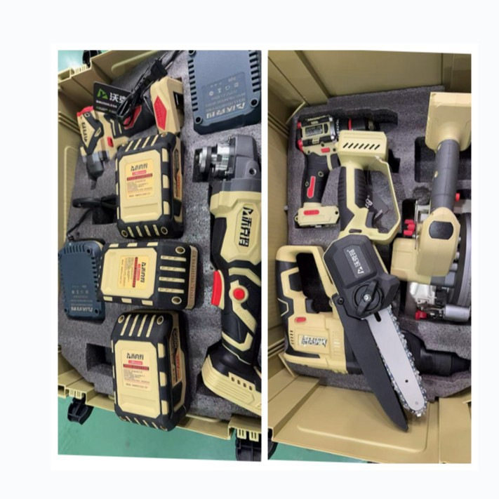 沃克玛组合工具套装六件套手锯迷你锯手钻电锤扳手角磨机四电两充