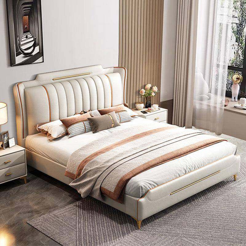 轻奢意式真皮1.8米大床皮艺床1.5米双人床家用现代简约婚床主卧