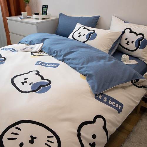 全棉女孩卡通四件套纯棉被套碎花学生宿舍三件套床单床笠被罩全套